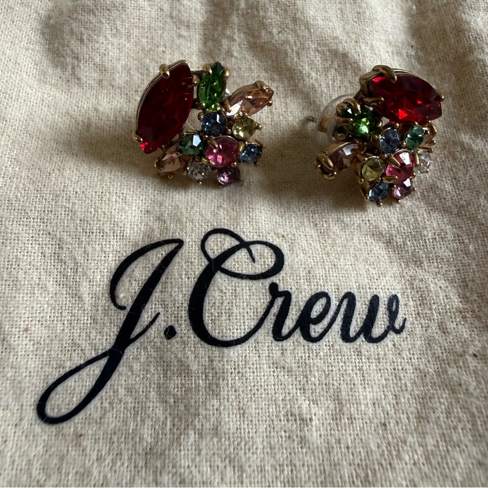 J.Crew Beautiful Crystal earrings multicolor - Picture 2 of 6